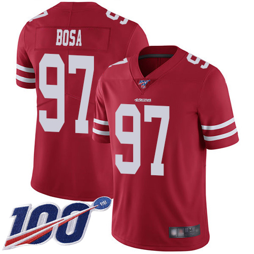 San Francisco 49ers Limited Red Men Nick Bosa Home NFL Jersey 97 100th Season Vapor Untouchable